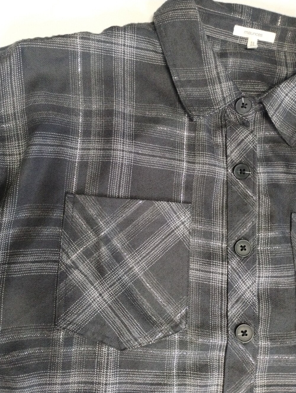 Maurices Charcoal Plaid Button-Up Shirt Size 0x - Picture 7 of 11
